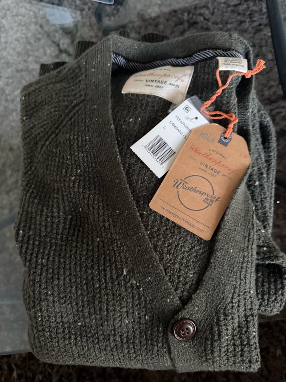 Weatherproof Olive Green Knit Sweater Cardigan